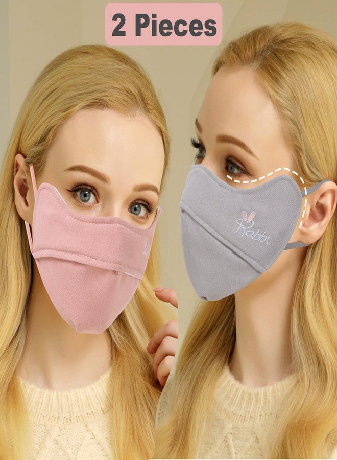 YUANST 2Pcs Winter Face Mask, Warm Windproof Face Cover, Balaclava Thermal Face Mask Cold Weather, Breathable Reusable (Pink+Gray) - Image 2